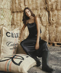 CELEIT SATIN SKIRT BLACK