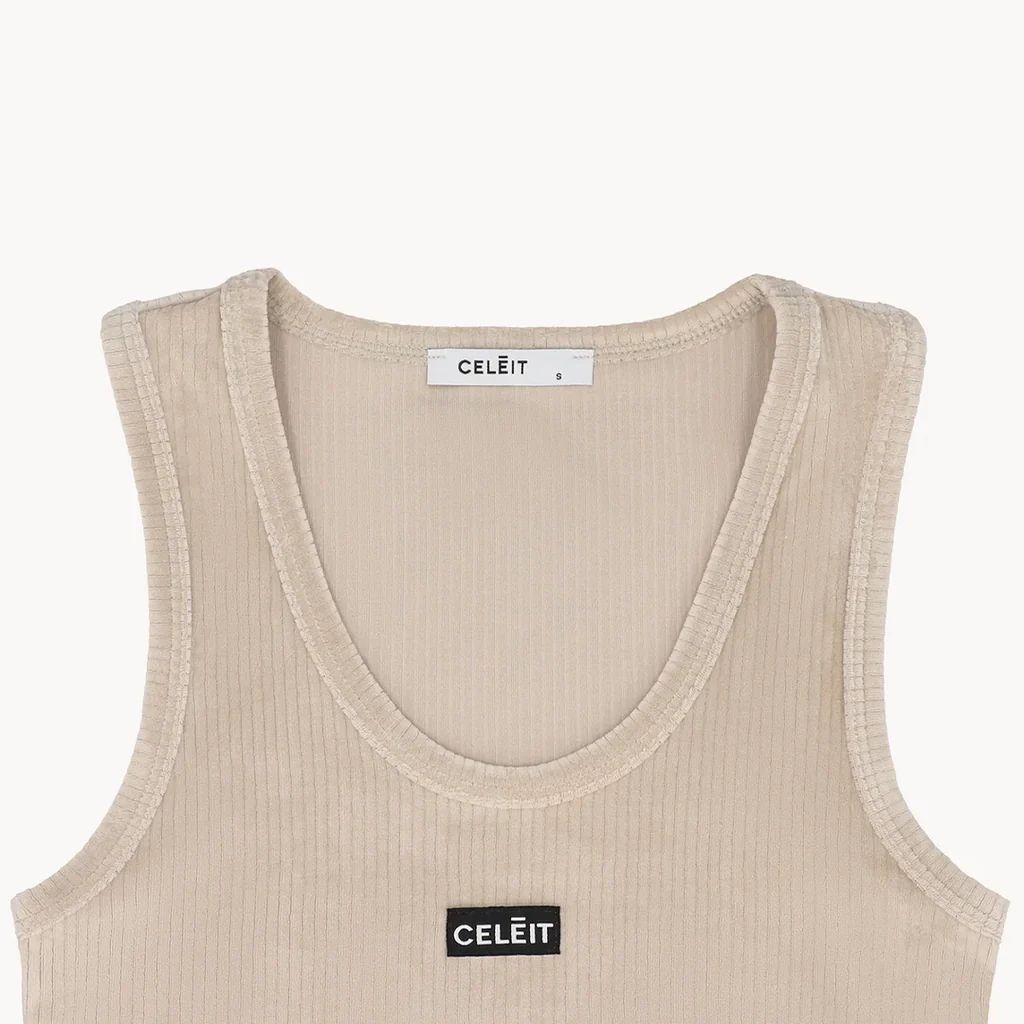 CELEIT LABEL CROP TOP BROWM