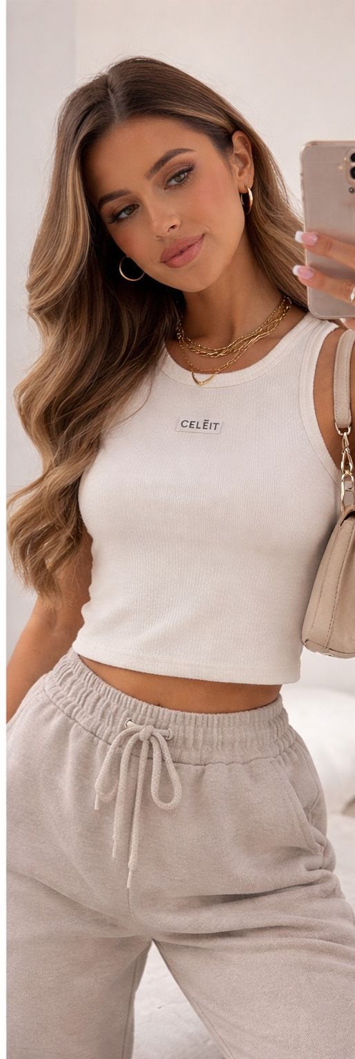 CELEIT LABEL TANK TOP IVORY