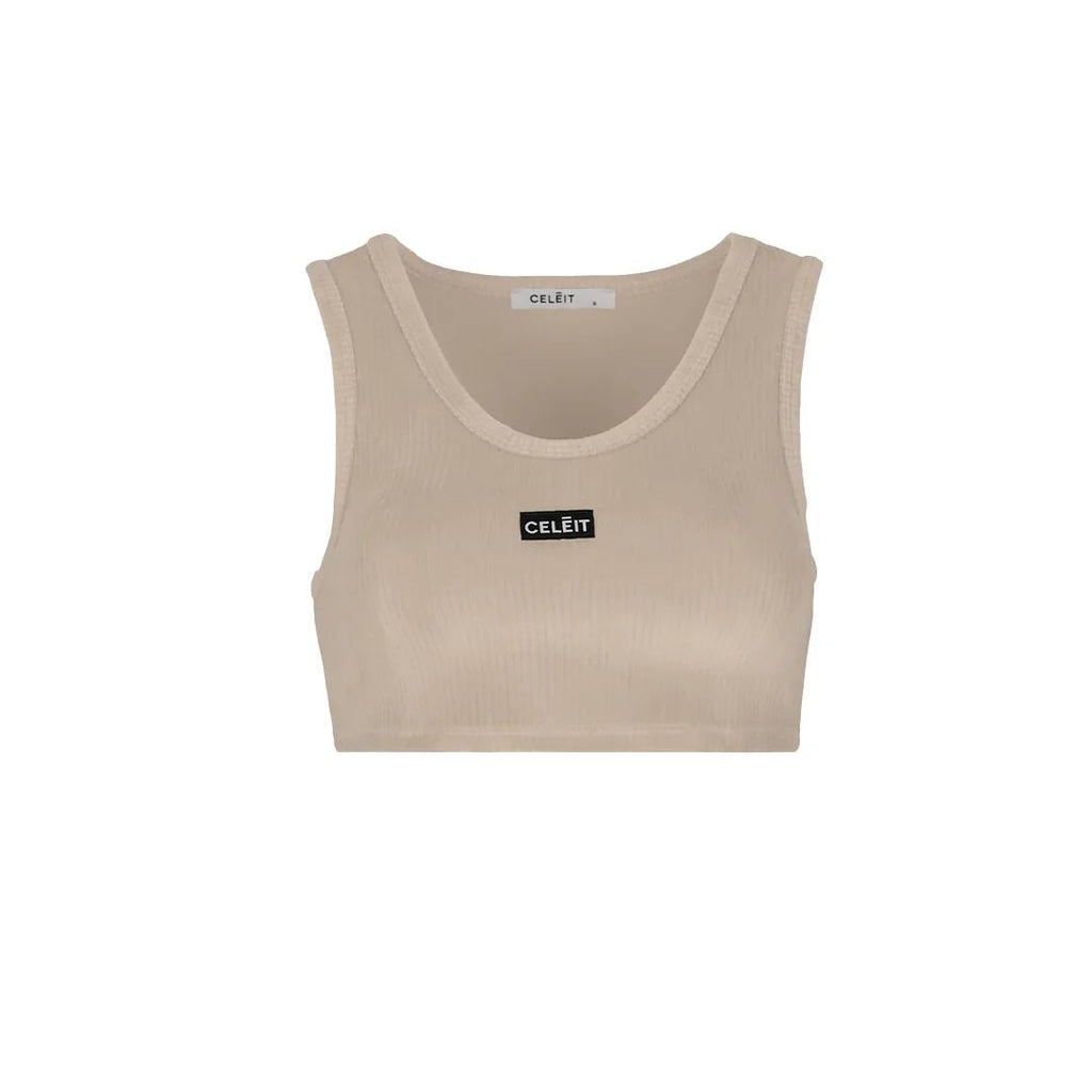 CELEIT LABEL CROP TOP BROWM