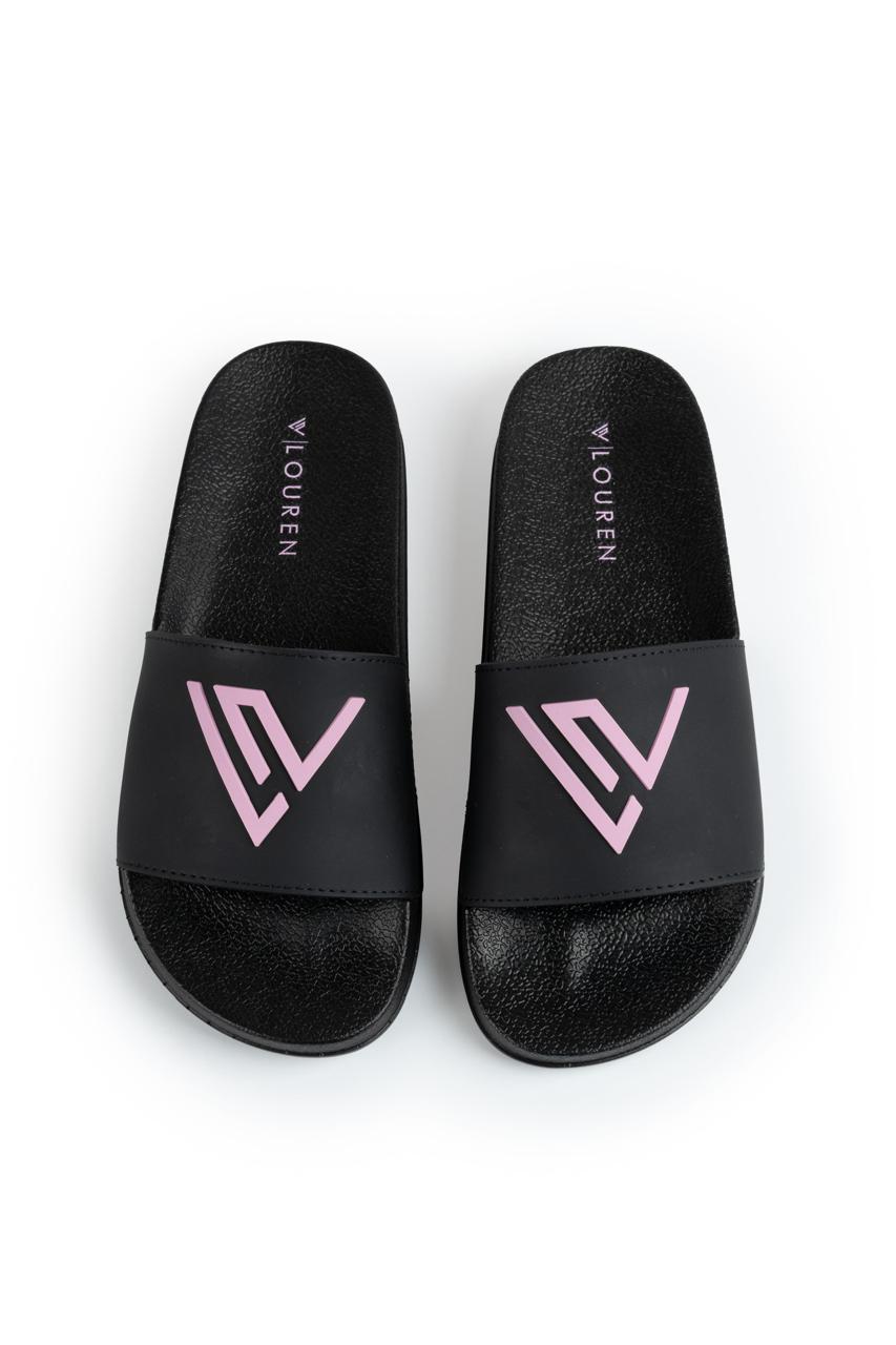 chanclas negras  rosadas dama